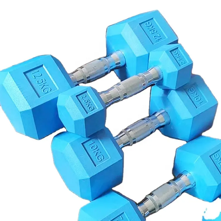 colour Rubber Coated Hex Dumbbell